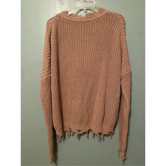 Glitzy&Girly Boutique V Neck Drop Shoulder Distressed Edge Sweater Size 1X - Picture 6 of 6